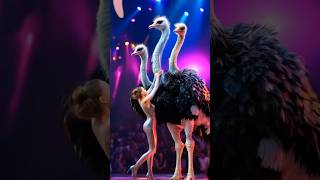 Pretty Girl Climbs ThreeHeaded Ostrich on Americas Got Talent [upl. by Areval]