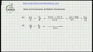 Resta de Fraccionarios o Quebrados con Diferente Denominador  Matematica Basica  Video 101 [upl. by Abrahan]