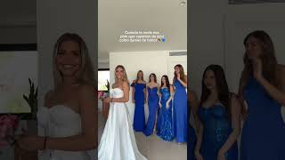 Ideas de vestidos para damas de honor en tonos azul 💐💙 bridesmaids fashiongoals dress invitada [upl. by Alyehs]