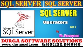 Sql Server tutorial  onlinetraining Operators Part  2 by Narayana [upl. by Aihsenot]