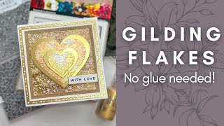 Gilding flakes with NO tacky glue needed papercraft cards gildingflakes [upl. by Veronique]