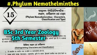 General characteristics of Phylum Nemathelminthes in hindi  BSc 3rd year Zoology 5th Semester [upl. by Wehtam]