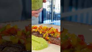 Steak bavette with sauce Aji verde steak food shorts [upl. by Nekal776]