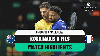 Thanasi Kokkinakis v Arthur Fils Highlights  Australia v France Davis Cup 2024 Finals Group Stage [upl. by Ellesig]