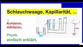 Schlauchwaage Kapillarität Kohäsion Adhäsion Physik [upl. by Gnad]