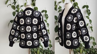 AFRİKA MENEKŞESİ MOTİFLİ HIRKA  MOTİFLİ HIRKA YAPIMI  AFRICAN FLOWER CROCHET CARDIGAN  ÖRGÜ MOTİF [upl. by Burgwell]