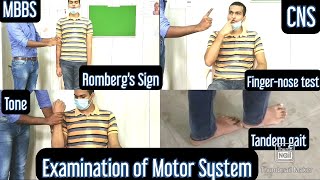 CNS  Examination of Motor system EnglishHindi Tone Strength Rombergs sign Tandem gait [upl. by Galer]