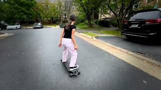 Martina quickly learning how to CrossStep on my old longboard [upl. by Gallenz]