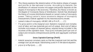 kalecki s degree of monopoly theory of distribution of shares Economics classMicro economics [upl. by Eitsyrhc]