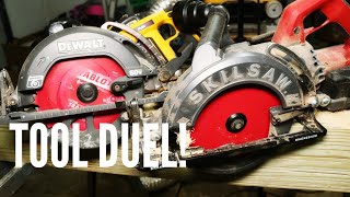 ULTIMATE TOOL DUEL All new SKILSAW Cordless Worm Drive Circular Saw Vs Dewalt 60v Rear Handle Saw [upl. by Baskett]