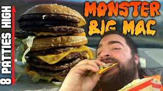 MONSTER Quadruple Big Mac Challenge 8 Patties 1100 Calories [upl. by Boniface]