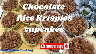 Chocolate Rice Krispies Cupcake  Sweet Recipe  Easy Indian Cooking [upl. by Jarin]