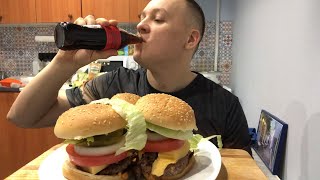 Бургеры дома МУКБАНГ mukbang [upl. by Oicnaneb]