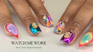 How to Aura French Tip Freestyle  Watch Me work  Braider nails  helpful tips amp more [upl. by Ynnig]