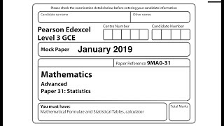 Edexcel ALevel Statistics amp Mechanics  January 2019 Mock set 1 paper 3 exam walkthrough new spec [upl. by Kinemod985]