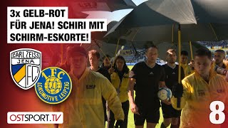 3x GelbRot für Jena Schiri mit SchirmEskorte Jena  Lok Leipzig  Regionalliga Nordost [upl. by Kcinnay564]