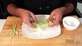 Fried Leek Garnish Recipe by Chef Dangoor  TigerChef [upl. by Jayson]