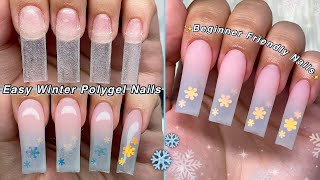 EASY WINTER POLYGEL NAILS❄️ BEGINNER FRIENDLY NAILS amp POLYGEL OMBRE APPLICATION  Nail Tutorial [upl. by Mersey]