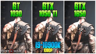 GT 1030 VS GTX 1050 ti VS GTX 1650  God of War  in 1080p with i910900K [upl. by Olnay]