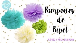 Como hacer pompones de papel  paso a paso fácil y rapido  Party pop🎉 [upl. by Marra]