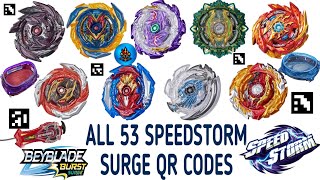 ALL SPEEDSTORM QR CODES BEYBLADE BURST SURGE APP 53 QR CODES IN APP [upl. by Annaili238]