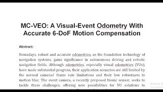 MC VEO A Visual Event Odometry With Accurate 6 DoF Motion Compensation [upl. by Christie]