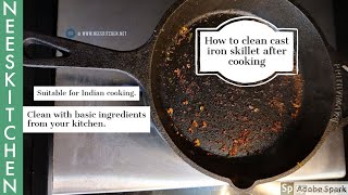 How to Clean a Cast Iron Skillet  Suitable for Indian recipes and cooking style [upl. by Ezana]