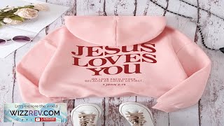 SHEIN EZwear Womens Hoodie With Slogan Print JESUS LOVES YOU WE LOVE Review [upl. by Wagoner347]