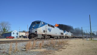 Amtrak Train Shooting Flames out of Exhaust Amtrak 19 Exhaust Fire Austell Georgia [upl. by Field]