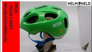 ABUS  Kinderhelm mit Licht  YOUNI MIPS  Farbe sparkling green  360° [upl. by Audres]