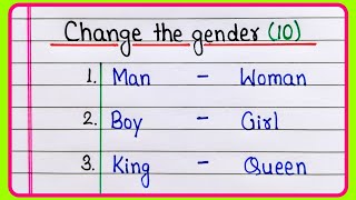 Change the gender in English  Masculine and Feminine Gender  Gender Name 10  Gender [upl. by Lewak76]