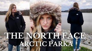 THE NORTH FACE  ARCTIC PARKA  FAUX FUR HOOD  REVIEW  TRY ON  JESS MCAFOOSE [upl. by Nosloc]