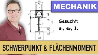 Schwerpunkt und Flächenmoment zusammengesetzter Querschnitte  Satz von Steiner  Widerstandsmoment [upl. by Brownley]