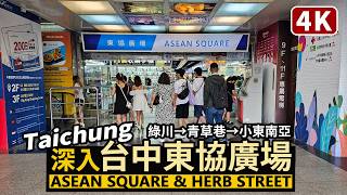 Taichung／台中東協廣場 ASEAN Square 從臺灣大道沿綠川，走到聚集東南亞小吃的青草街周邊，再前進移工購物交流、美食聖地／Taichung Station 台中車站周邊／Taiwan [upl. by Jody]