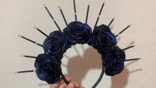 Tutorial Diadema de Catrina con Rosas Eternas ListonCatrina headband tutorial with eternal roses🌹💀💀 [upl. by Eldreeda]