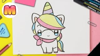 COMO DIBUJAR UN UNICORNIO ARCOIRIS KAWAII  Aprende a dibujarlo y colorearlo paso a paso [upl. by Zeus41]