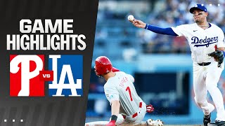 Phillies vs Dodgers Game Highlights 8724  MLB Highlights [upl. by Ettenwahs]