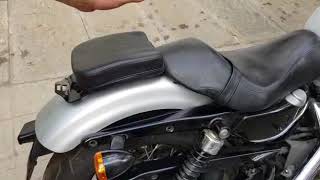 Mini Pillion Seat with Attached Luggage Rack for Harley Davidson Sportsters [upl. by Demakis440]