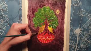 Baum malen und die Geschichte 2 Die Versuchung der Erkenntnis Serie 26 treestoryart [upl. by Ahsiekit]