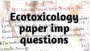 Msc zoology 3rd sem paper 3rd Ecotoxicology imp questions 2024 Dec [upl. by Akinet]