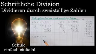 Schriftliche Division zweistelliger Divisor  schriftlich dividieren zweistellig Mathe Klasse 4 5 [upl. by Itnahs]