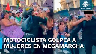 Detienen a motociclista por agredir a mujeres en la marcha del 8M [upl. by Laud]