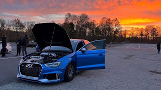 Audi RS3s and TTRS running 8s drag racing Bonus GTR and R8 runs [upl. by Lakim]