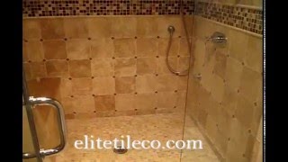 Limestone Travertine tile master Bathroom and showerstall [upl. by Elna]