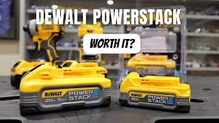 Dewalt Powerstack 5ah vs XR 5ah Battery  Is This Expensive Dewalt Battery Worth It [upl. by Naujud152]