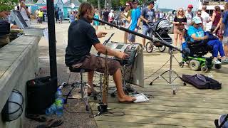 Didgera Dave Johnson Street Performer Buskers Festival Halifax Didgeridoo Aug 2018 [upl. by Ahsenac]