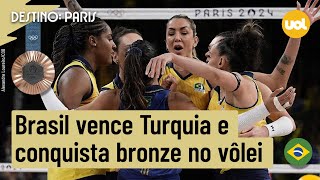 OLIMPÍADAS 2024 BRASIL VENCE TURQUIA COM SHOW DE GABI E CONQUISTA BRONZE NO VÔLEI FEMININO [upl. by Skillern795]