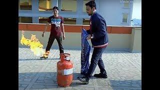 UnbelievableLPG cylinder blast and kitchen fire fire fighting technique [upl. by Enahpad]