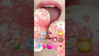 ASMR PINK EMOJI FOOD 분홍색 이모지 먹방 sped up [upl. by Nichy]