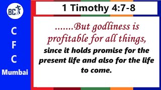 The Profit of Godliness in This Life  1 Tim 478  BCF  Cfc Mumbai [upl. by Schulman]